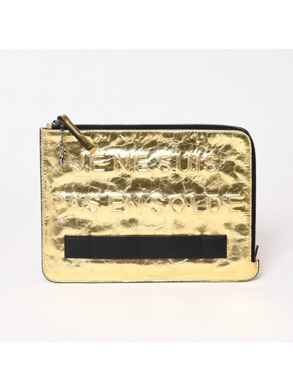 Chanel Votez Coco Clutch CC Logo Crinkle Leather Metallic Gold